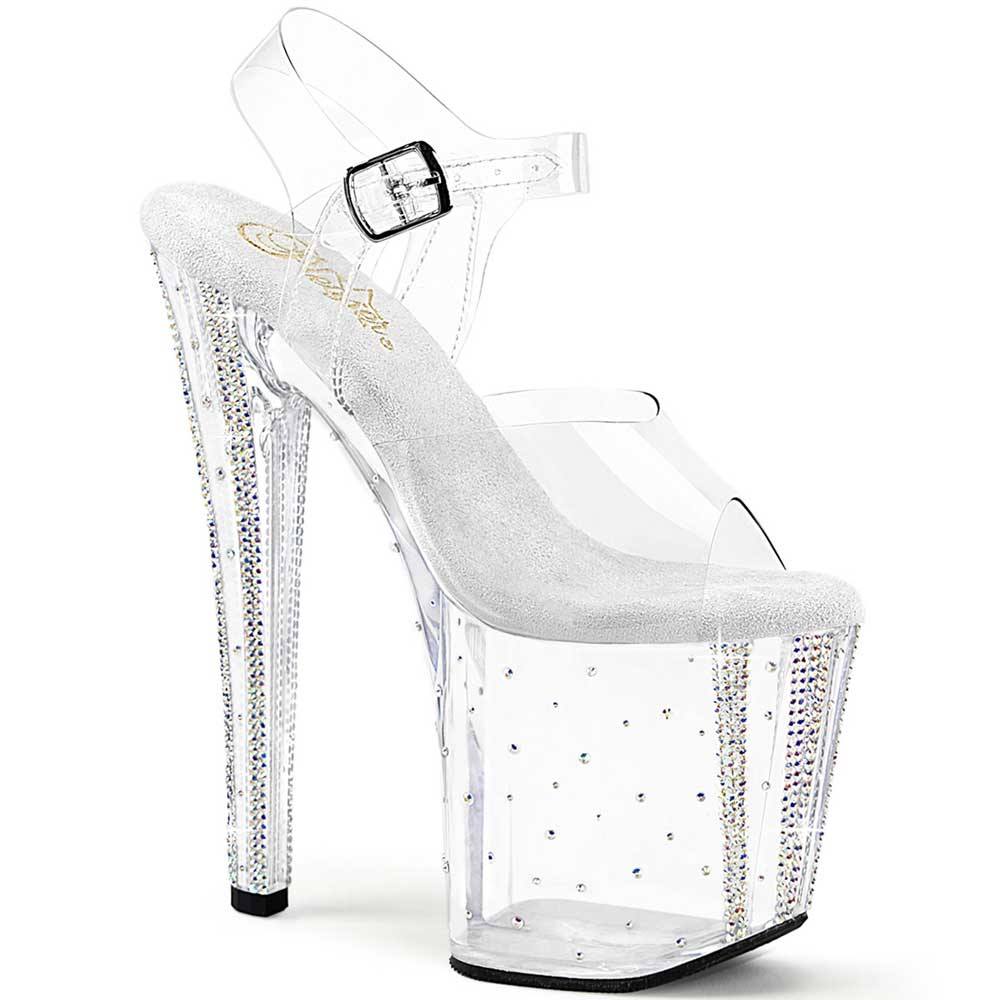 Pleaser - ENCHANT708RS01 Sandale à bride à la cheville, Pole dance chaussures - Transparent Product image